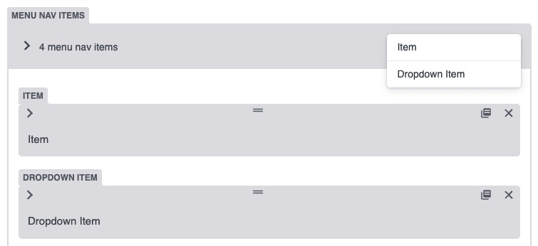 Items / Dropdowns