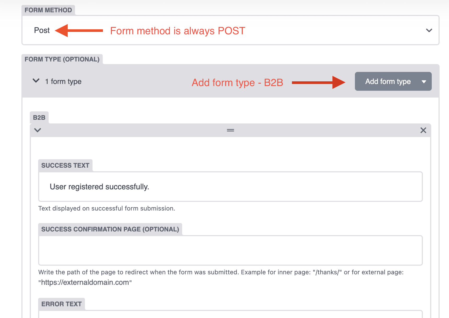 B2B Form Type