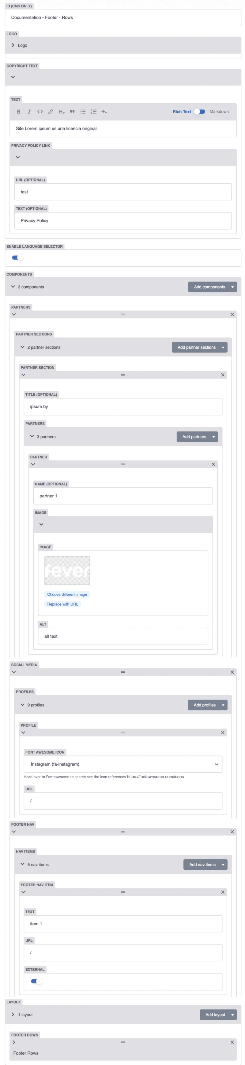 Footer modules